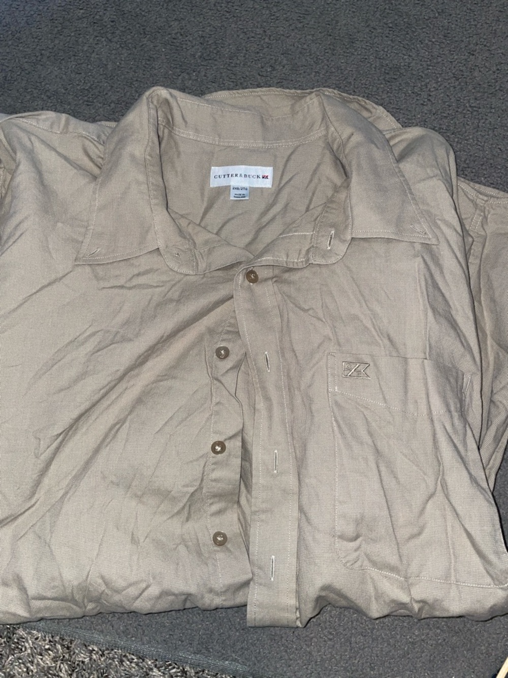 Cutter & Buck Light Beige Collared Long Sleeved Button-Down Shirt